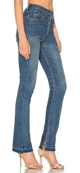 Re/Done Elsa Jeans Button Fly Medium Wash High Rise Hem Slit Boho Womens Size 25 - Image 1