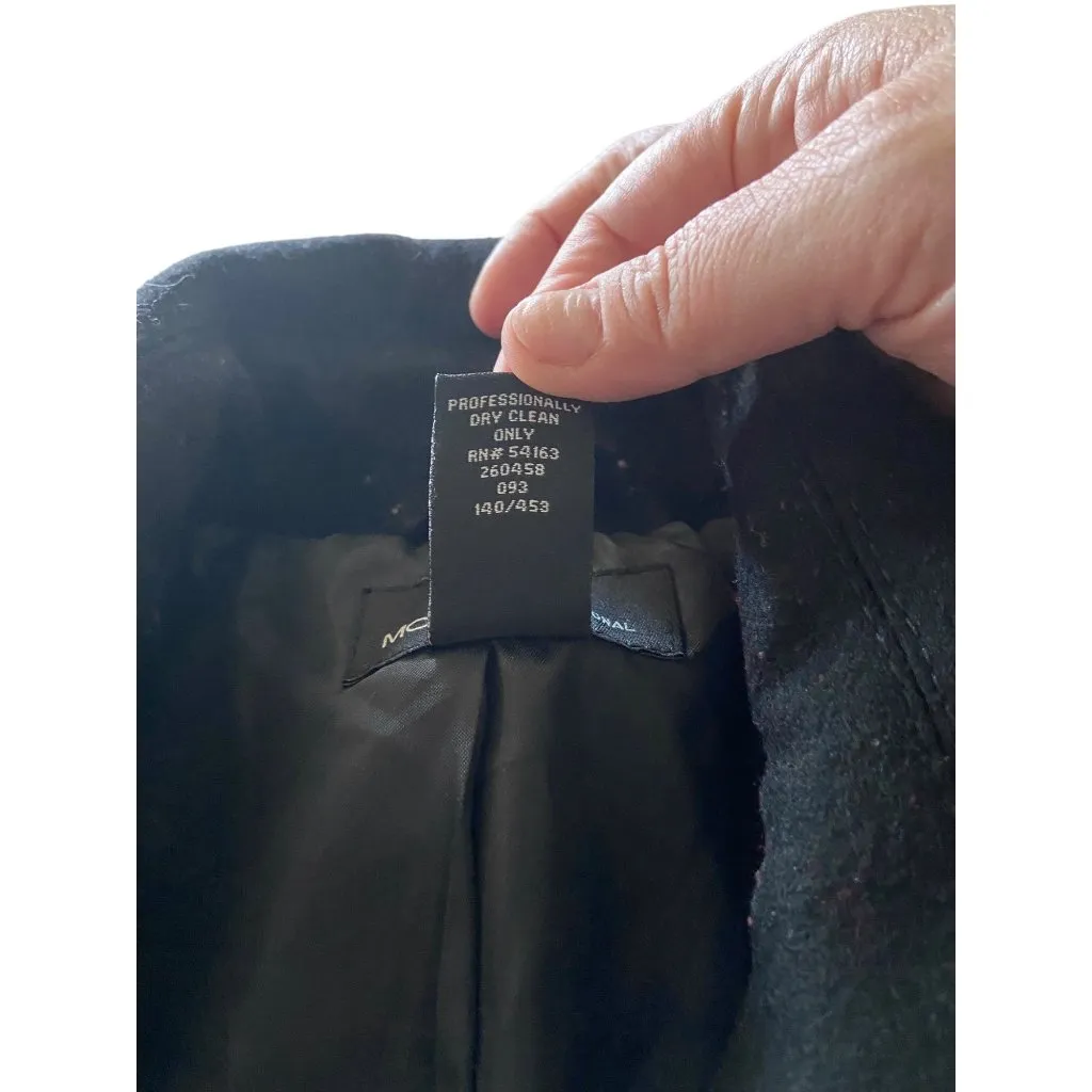Moda International Wool Peacoat Black Size XS Y2K - Image 4