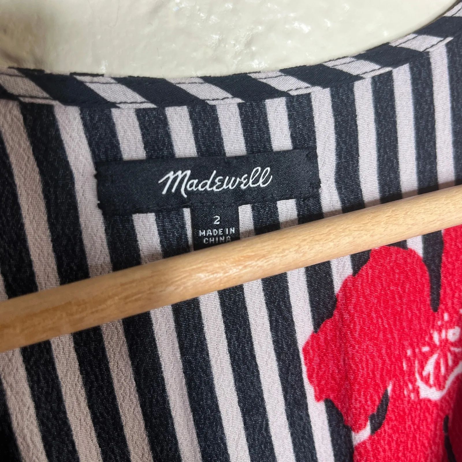 Madewell Women's Ruffle Wrap Mini Dress Candied Orchids Floral Stripe Size 2 - Image 4