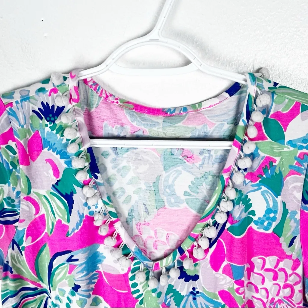LILLY PULITZER Etta Raise The Bar Multicolored V-Neck Short Sleeves Dress Large - Image 9