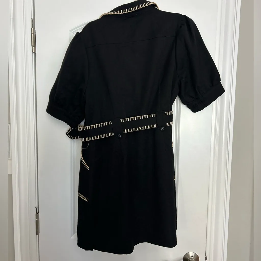 CIEBON Whipstitch Short Sleeve Shirtdress NWT Black Size L - Image 5
