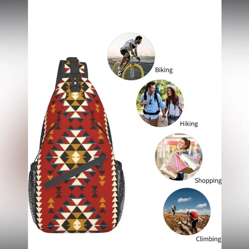 Native SWAmerican Indian Aztec Navajo Sling Crossbody Adjustable Shoulder Strap Red - Image 6