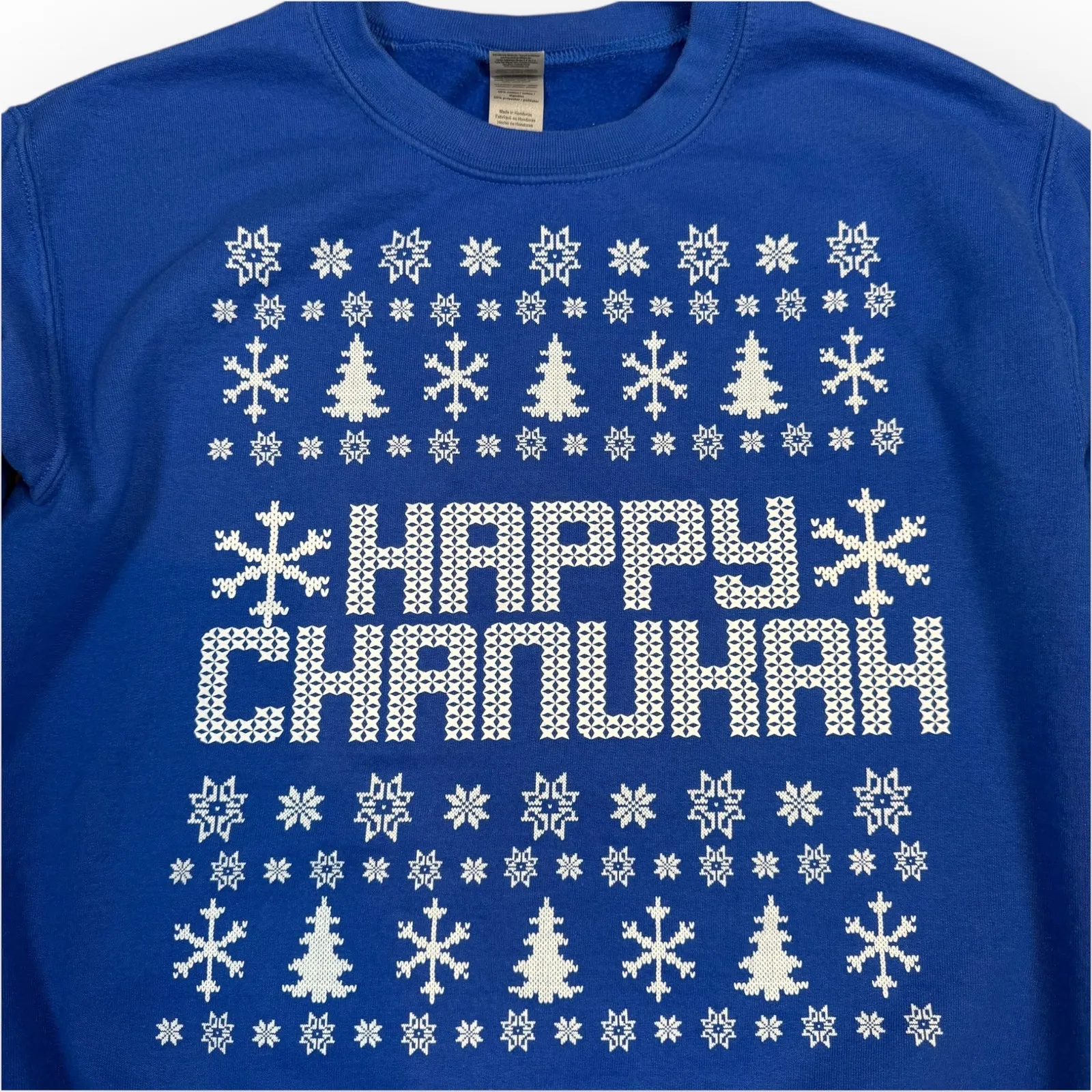 Happy Chanukah Sweatshirt Small Blue - Image 2
