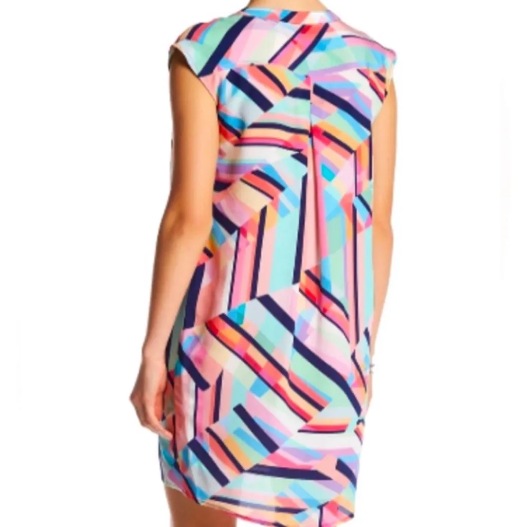 Tori Richard colorful geometric silk dress women’s size 6 discoteca‎ Alecia - Image 2