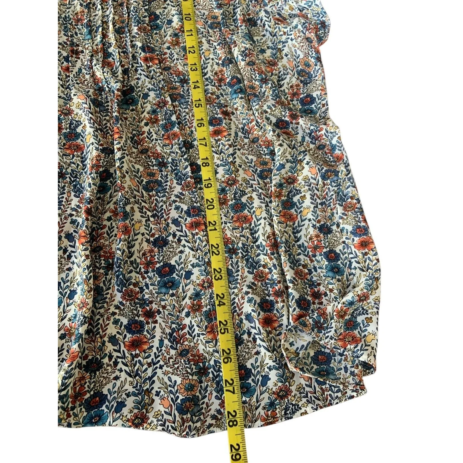 Rose & Olive SZ 2X Pink Blue Floral Popover Blouse Top Boho Pintuck Flowy Sheer - Image 5