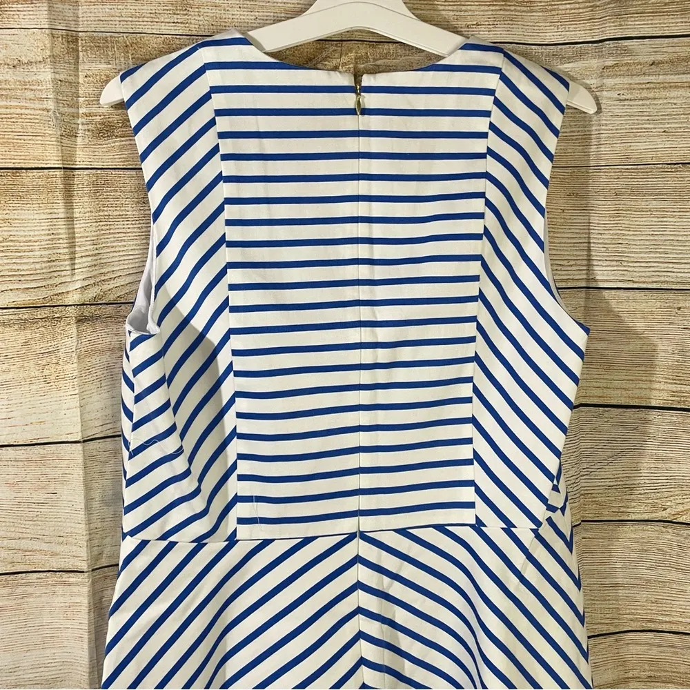sailor striped v-neck sleeveless A-line dress women Size 12 - Image 6