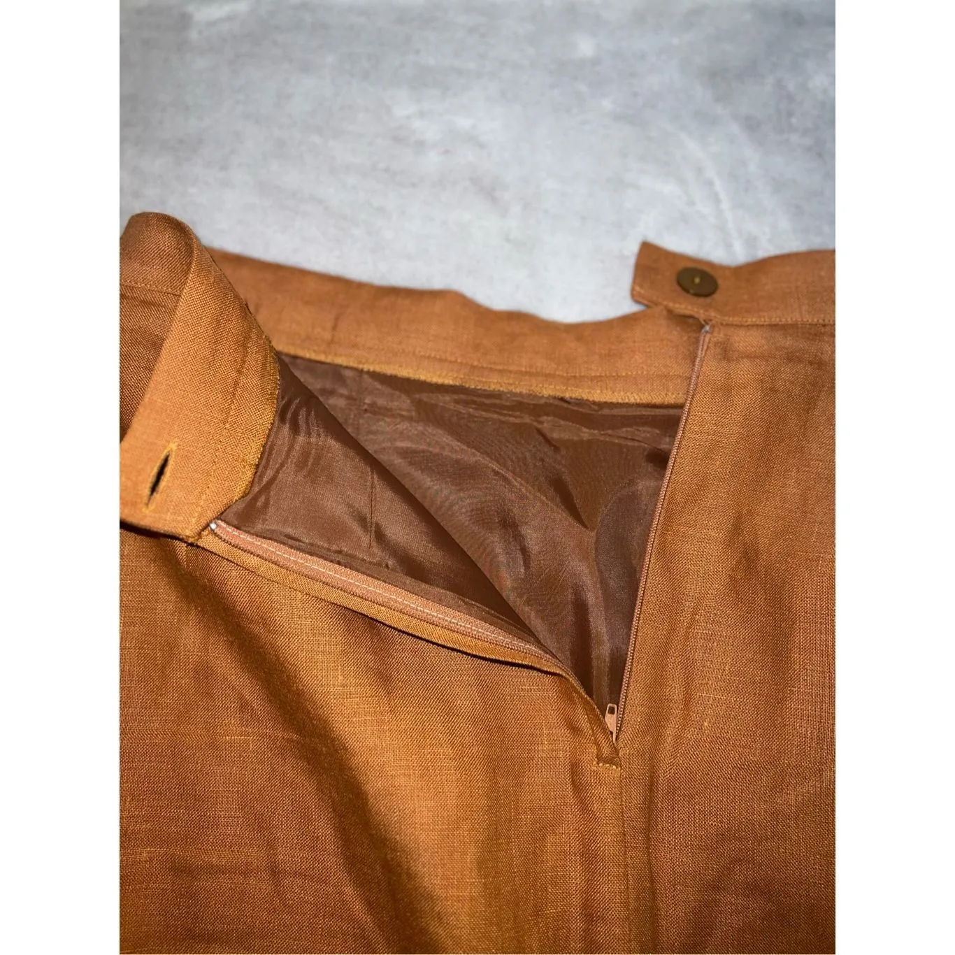 Women’s 100% Linen Earthy Pumpkin Midi Skirt 12 Orange - Image 6