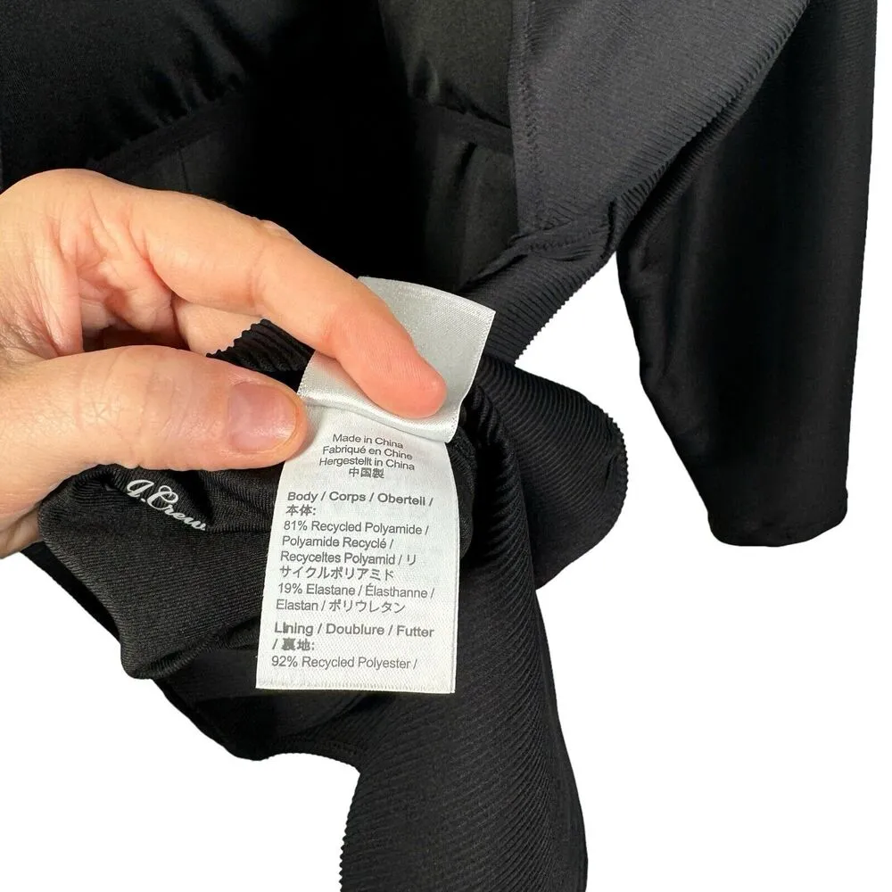 J Crew Active Ribbed Long Sleeve One Piece Rash Guard Swimsuit Black Womens 24 - Image 7