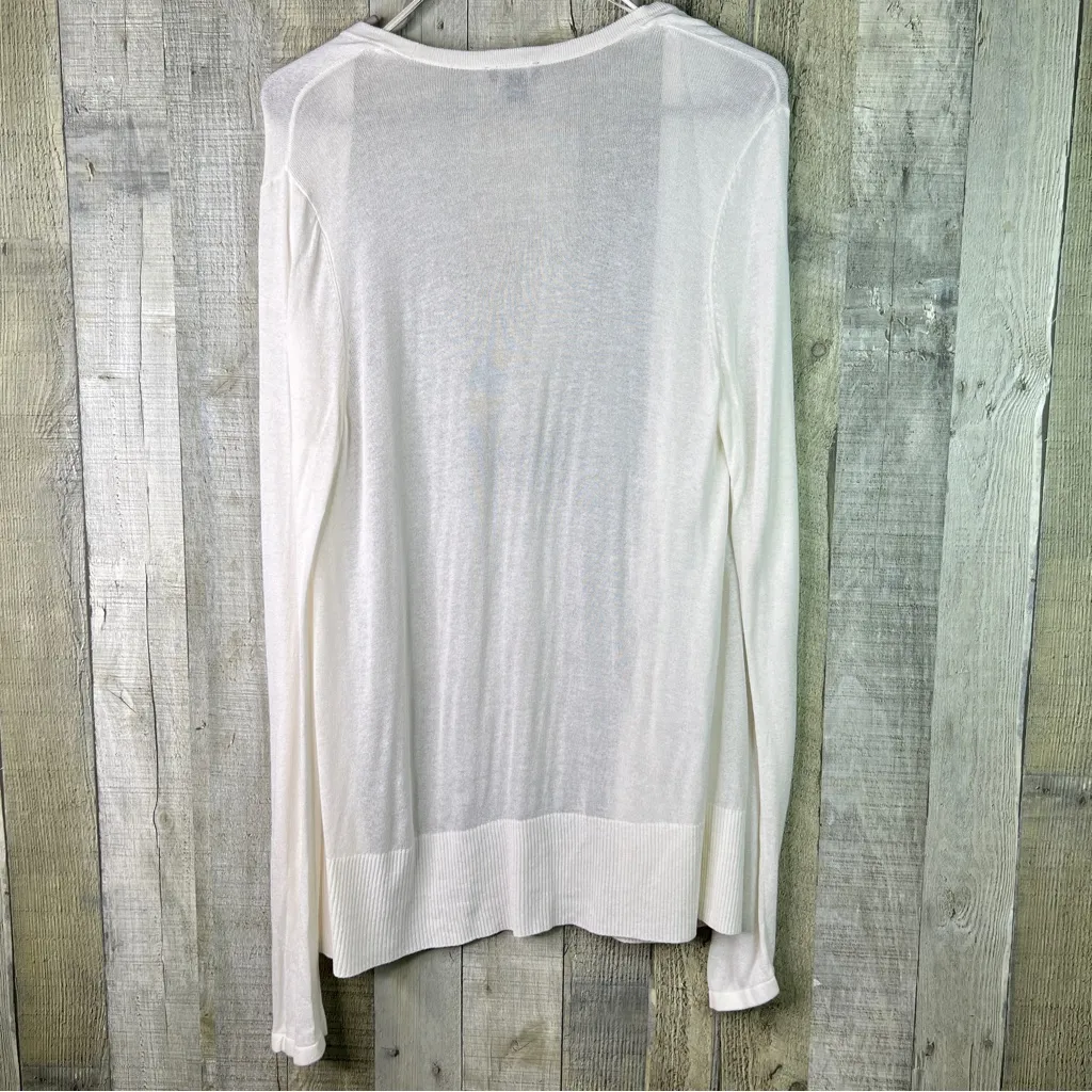 Ann Taylor Factory Medium Cream/Off White Long Sleeve Open Front Cardigan - Image 2