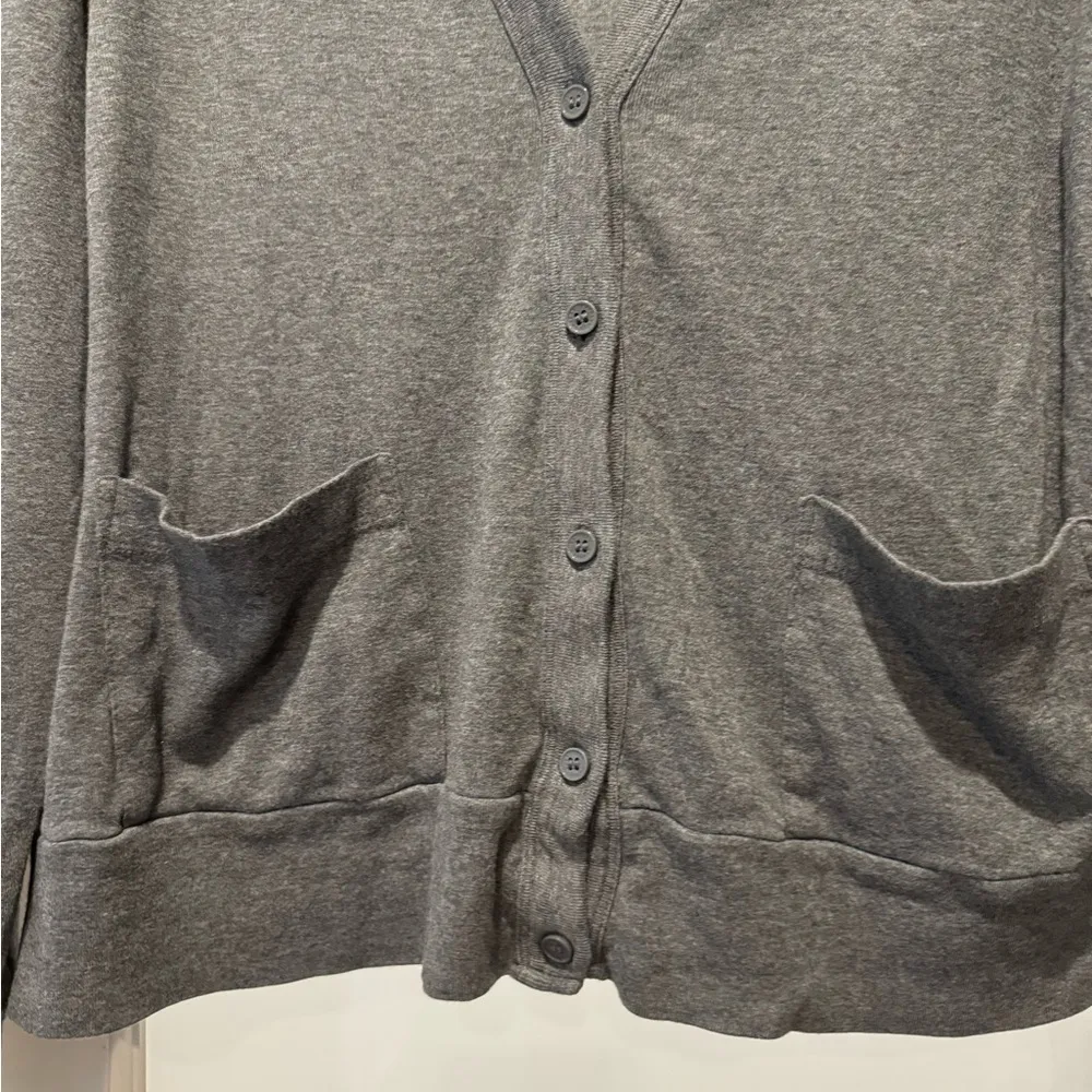 Express Gray Lightweight V-Neck Button Front Cardigan Size L - Image 3