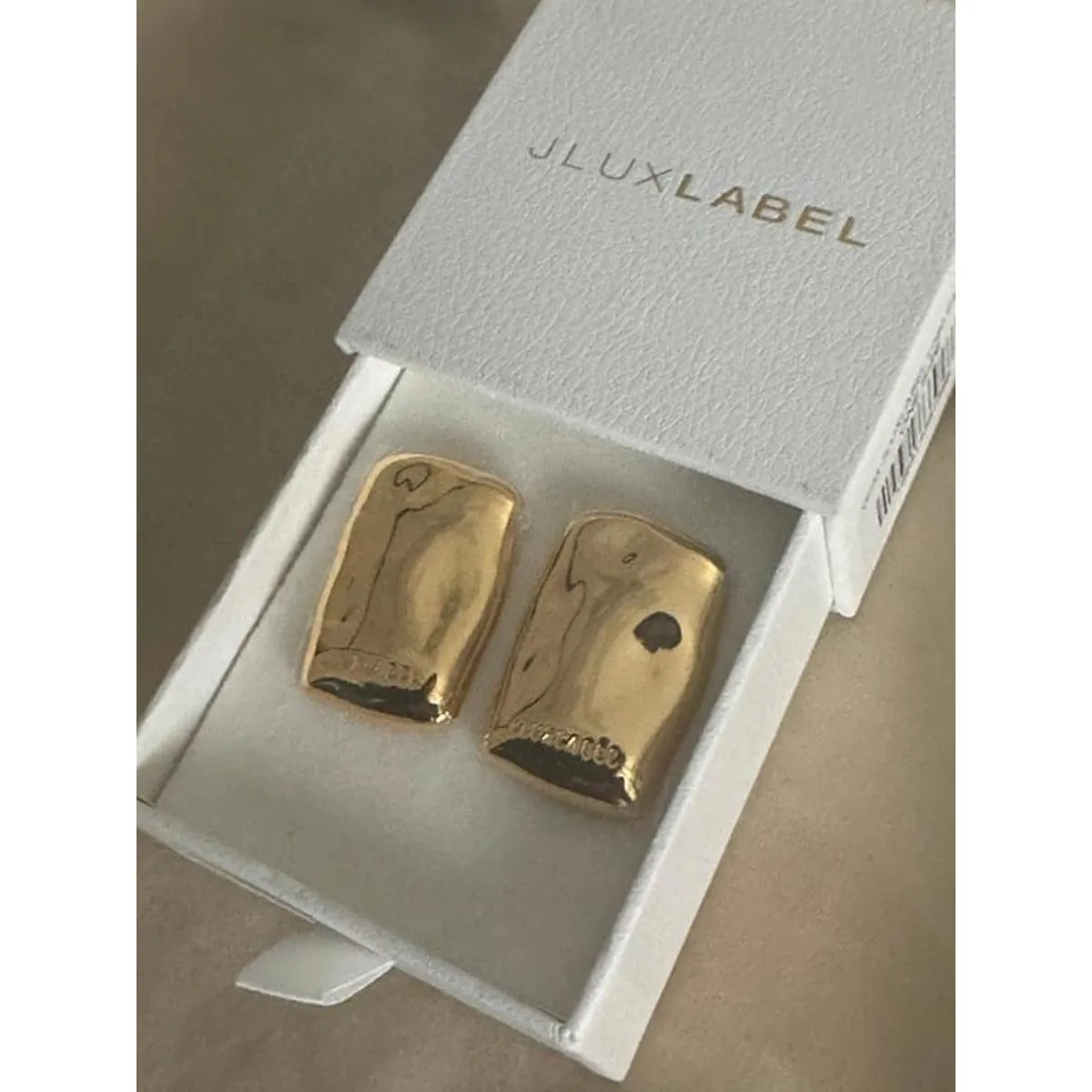 Gold JLUXLABEL Logo Earrings - Image 4