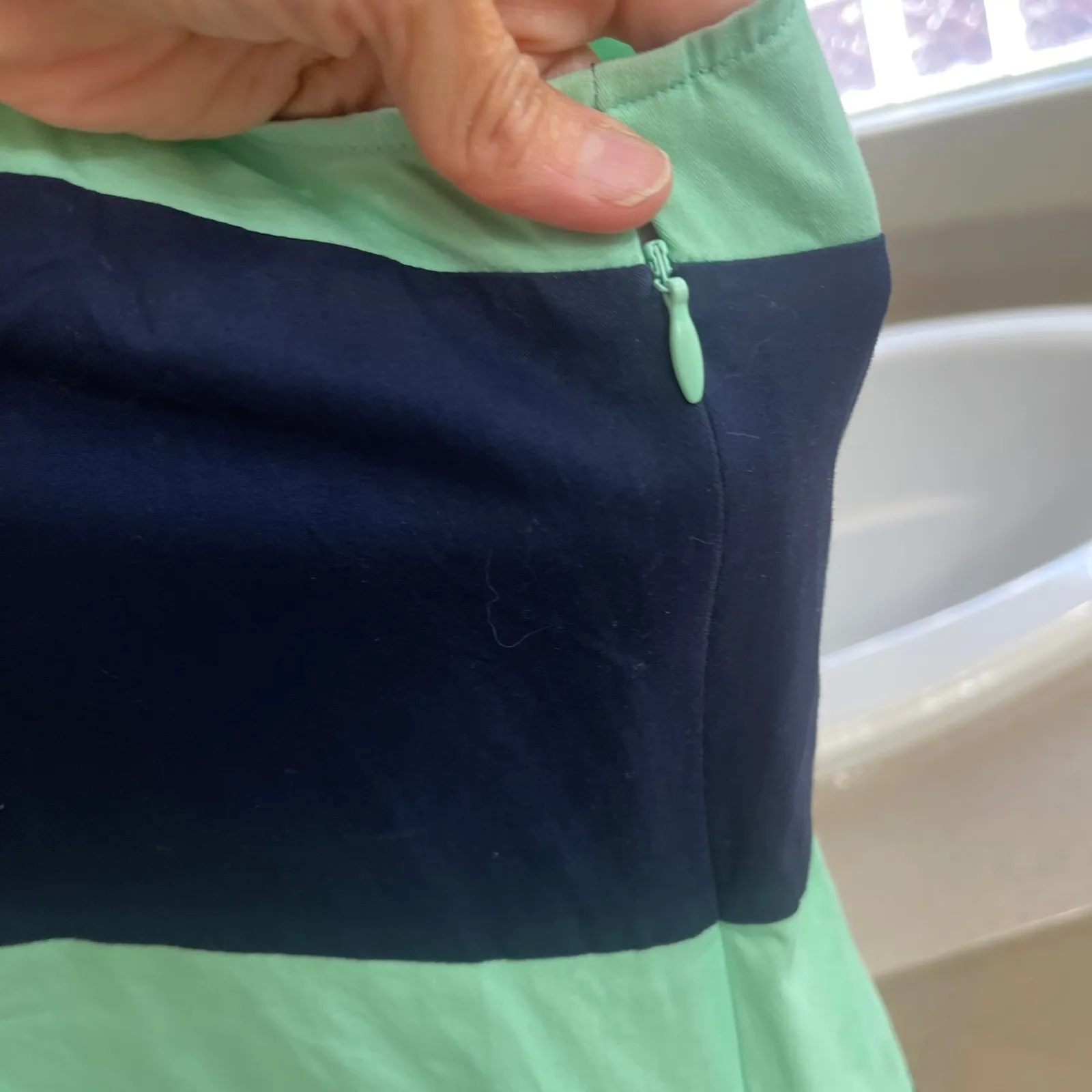 STS Sail to Sable Striped Sleeveless Collared Polo Shirt Dress Navy Mint XL Blue - Image 4