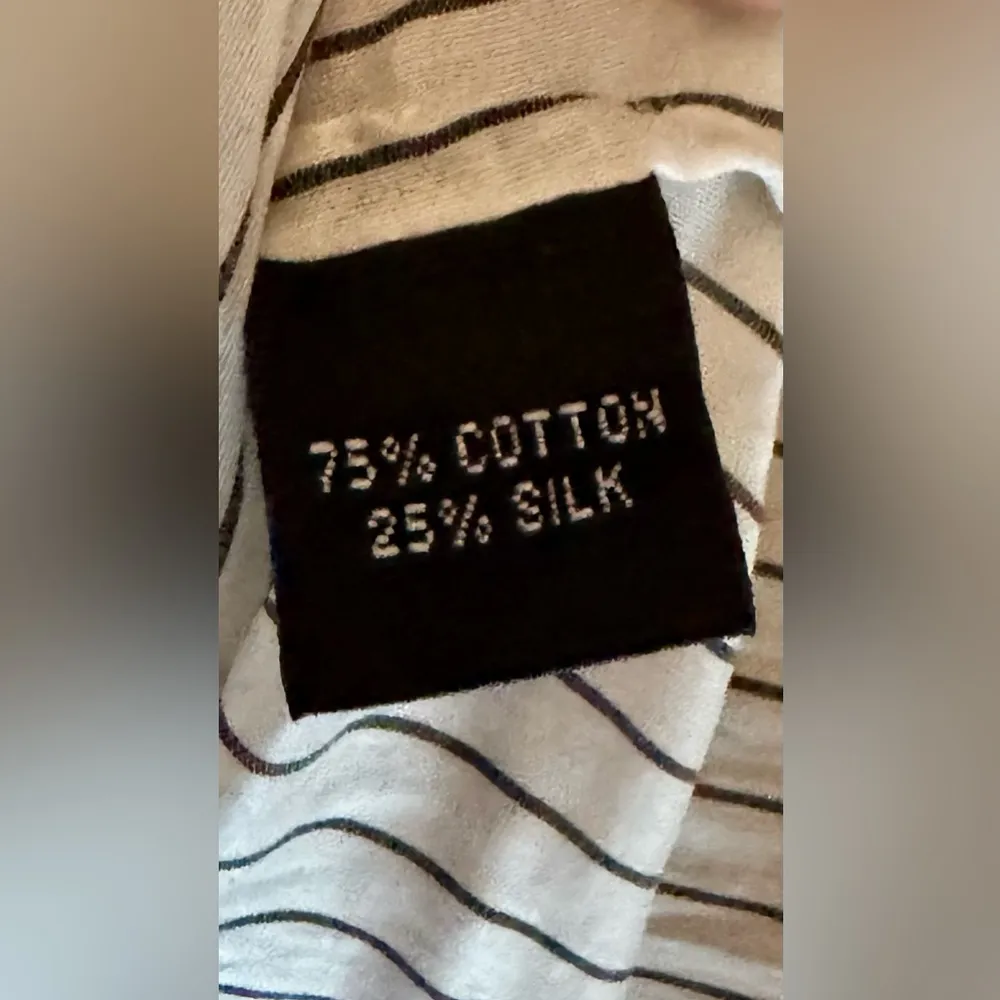 Linda Allard Silk White and Black Button Down Shirt Size 14 - Image 5