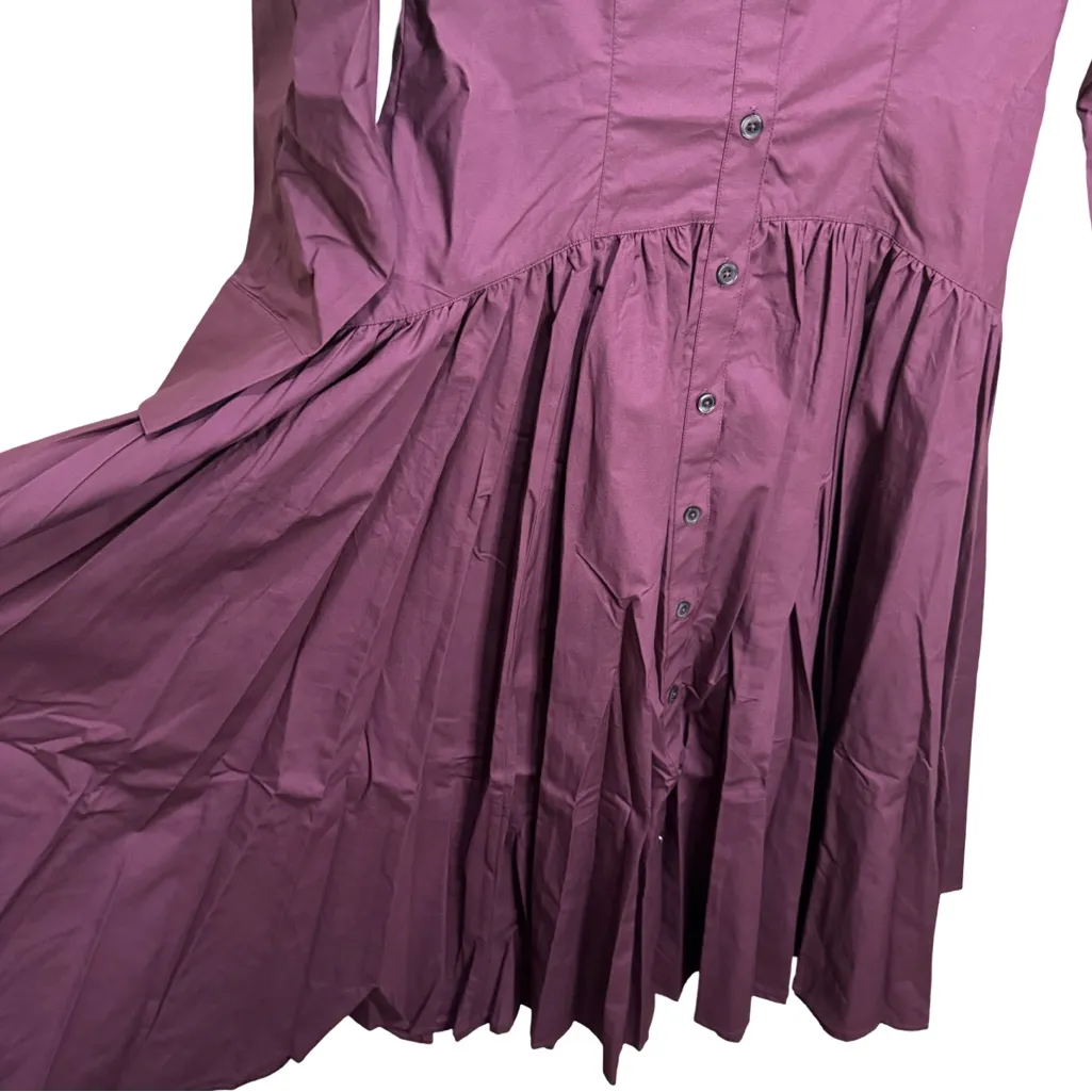 By Anthropologie Drop-Waist Midi Shirt Dress - Wine M - Image 4