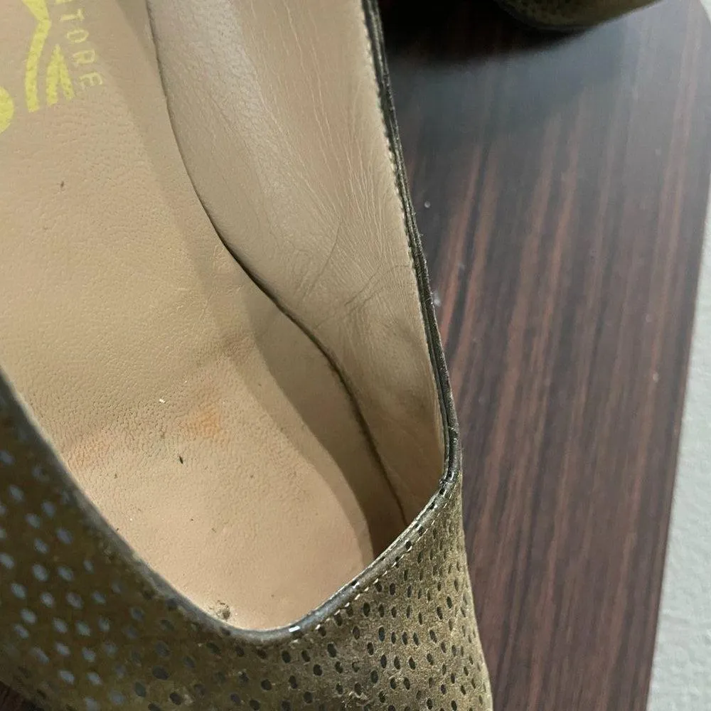 Vintage Salvatore Ferragamo Suede Leather Heels Size 8B Italy Twee Jess New Girl - Image 10