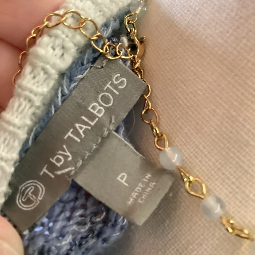 T by Talbots Blue And White Cotton‎ Sweater - Image 3