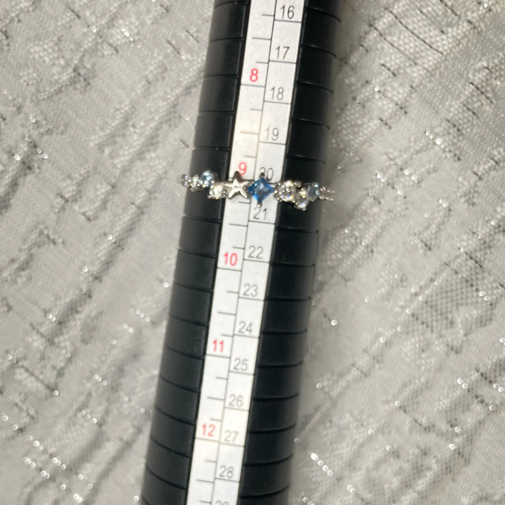 Antian Accessories™ 925 Sterling Silver Star & Blue CZ Ring - Image 2