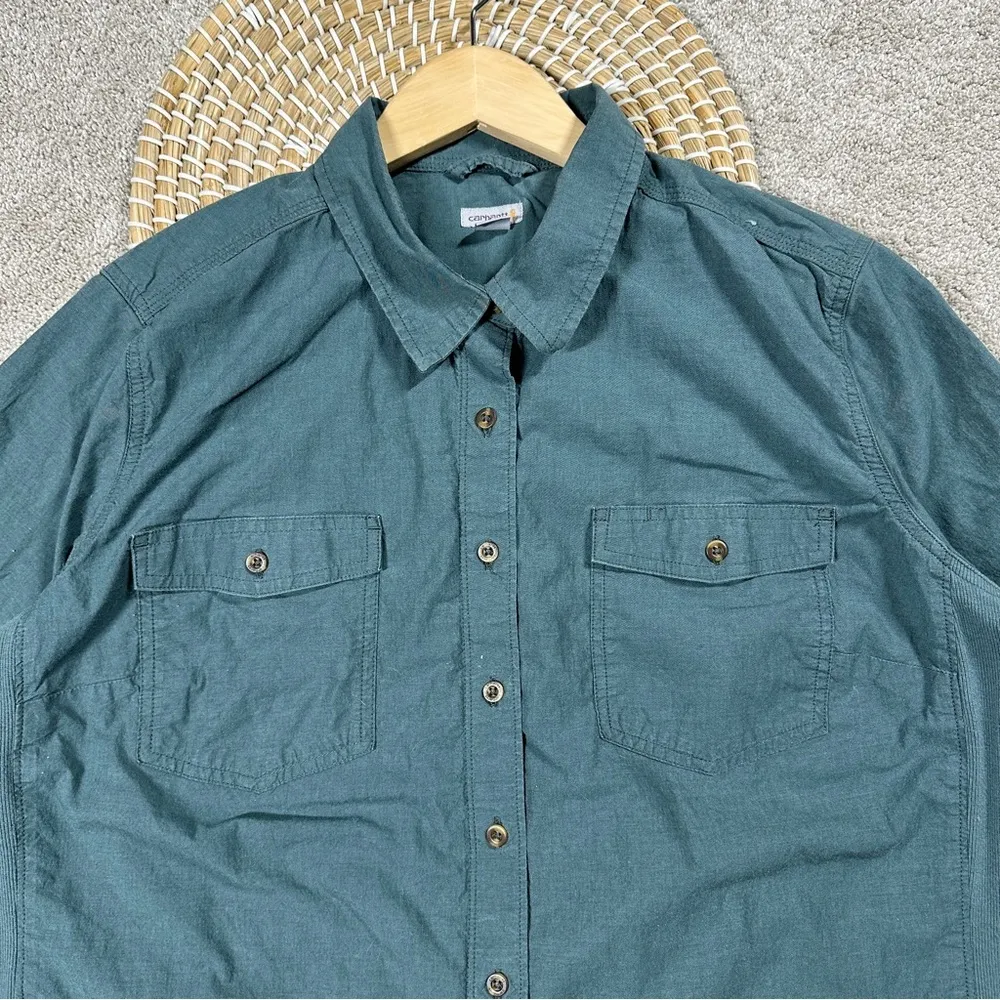 Carhartt Rugged Flex Bozeman Button Down Work Shirt Longsleeve Balsam Green 1X - Image 6