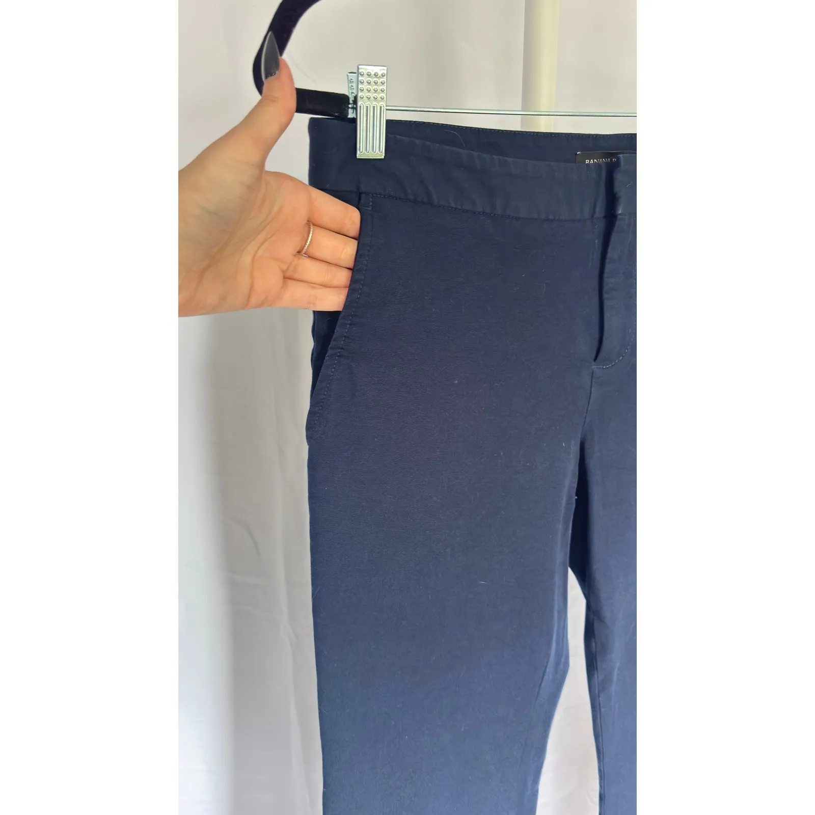 Banana Republic Navy Blue Cropped Flare Pants Women Size 6 Tailored Career - Image 4