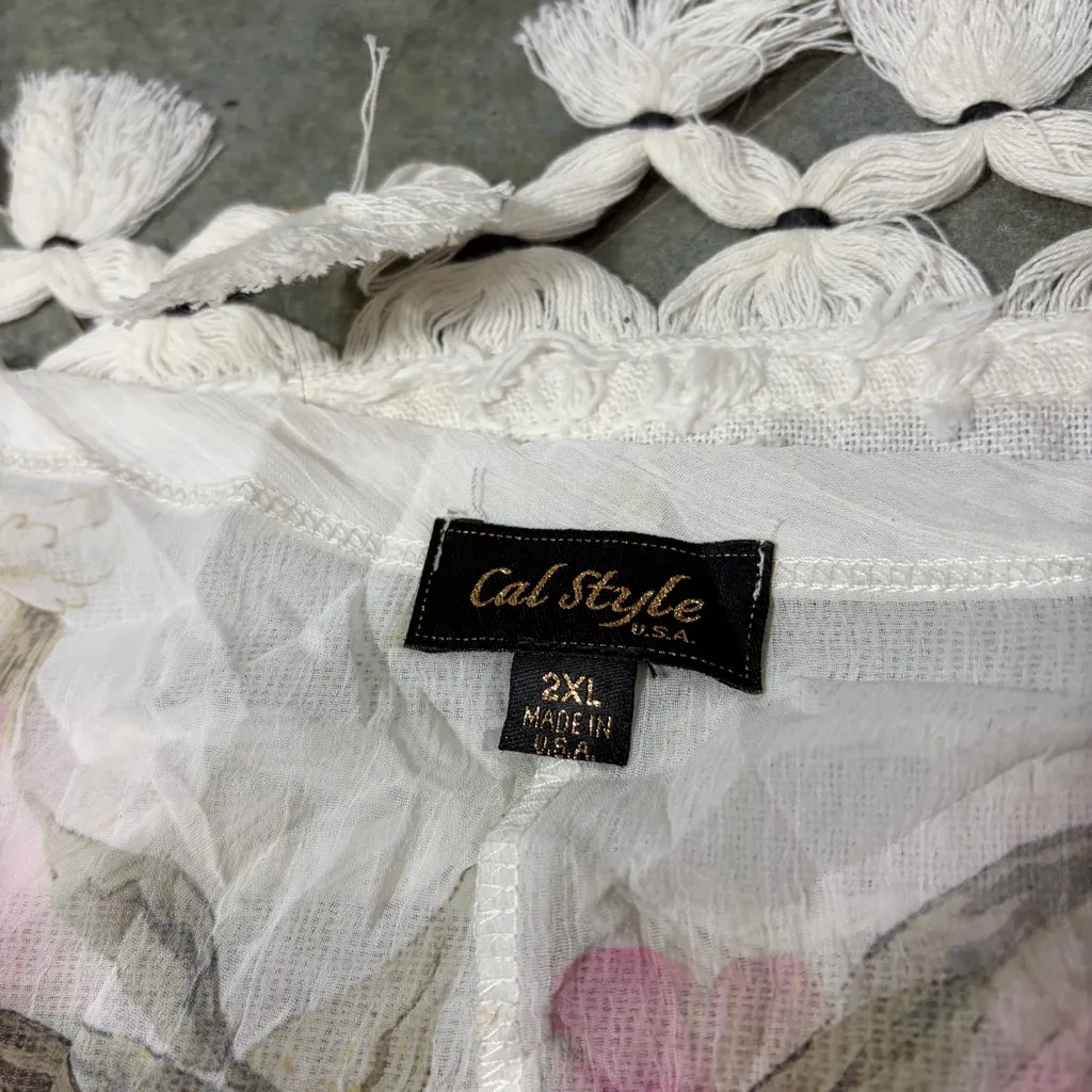 Cal Style Embellished Gauze Maxi Dress Rhinestones Fairycore Ethereal Sz 2XL Pink - Image 8