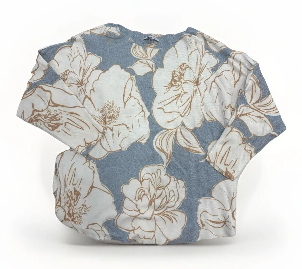 Vila Milano Sweater Womens Size XL Floral Blue Cropped Elegant - Image 1