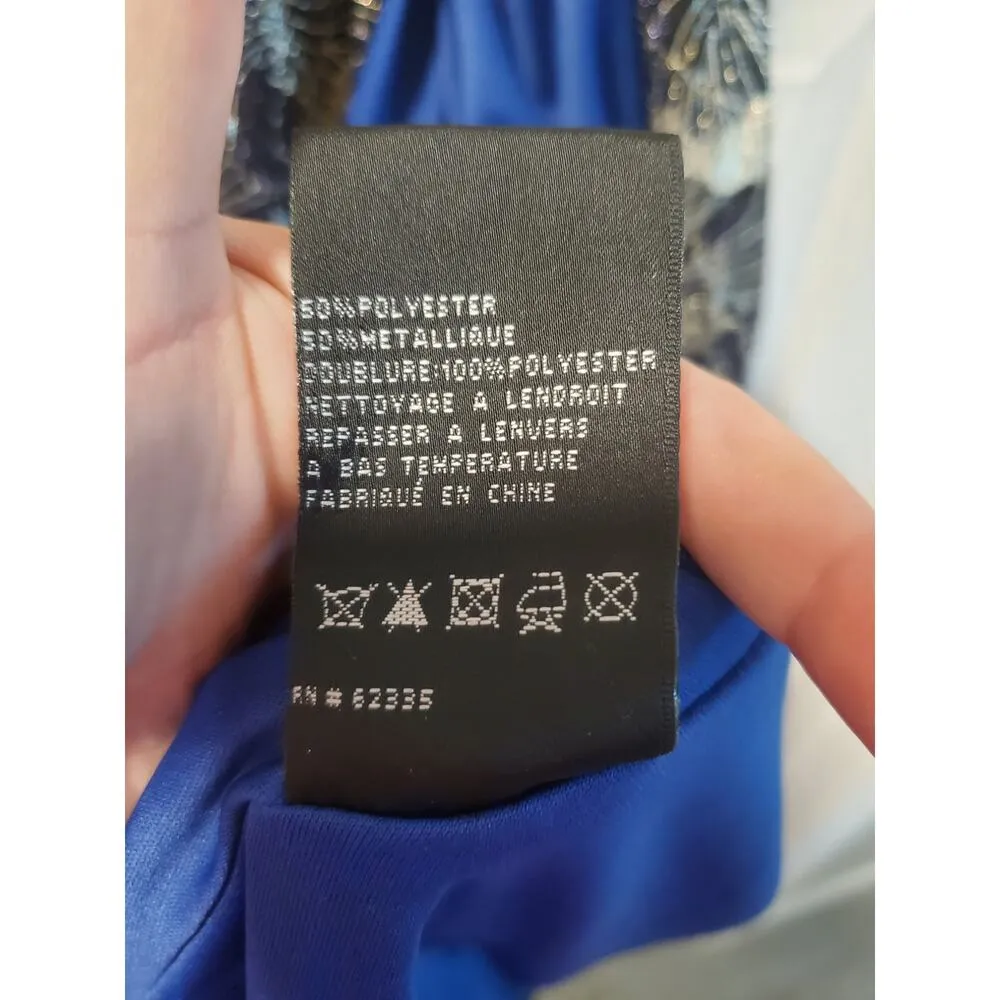 Petite "Gwen" Long One Shoulder Wrap Foil Flower Dress.a21 Gold Size 8P - Image 6