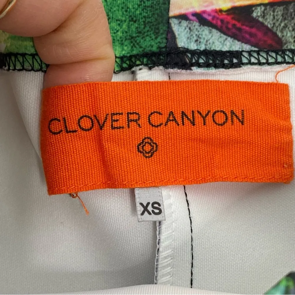 Clover Canyon Night Matador Stripe, Floral Pencil Skirt Black, White XS - Image 4