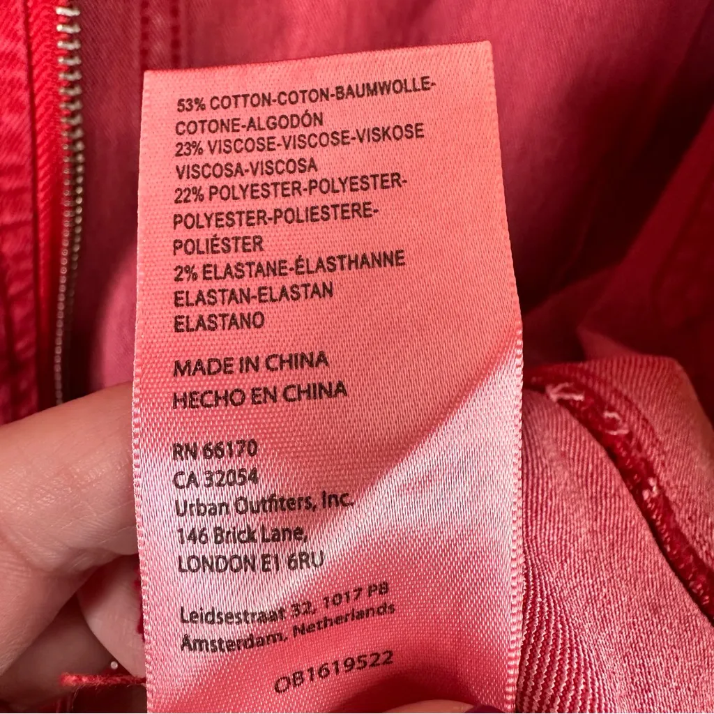 Free People Crvy size 10 Formula One Red Denim Zip Up Lennox Romper Shortsuit - Image 11