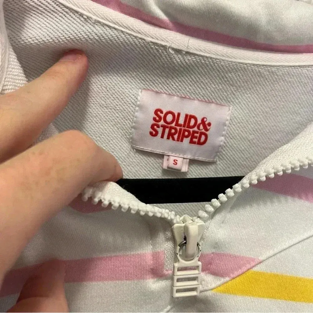 449 Solid & Striped® Quarter-Zip Pullover Sweatshirt in Colorblock Stripe - Image 3