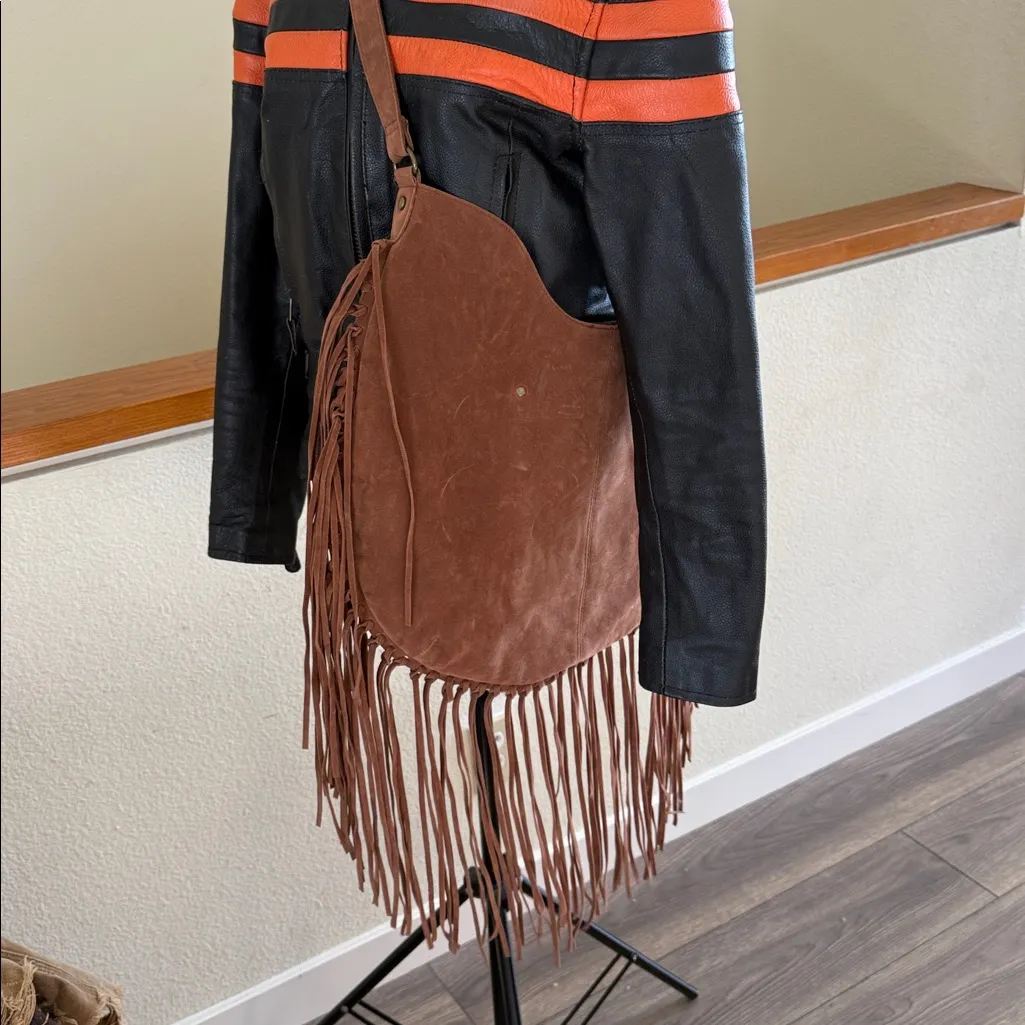 Fringe Brown Suede Shoulder Bag boho style - Image 10