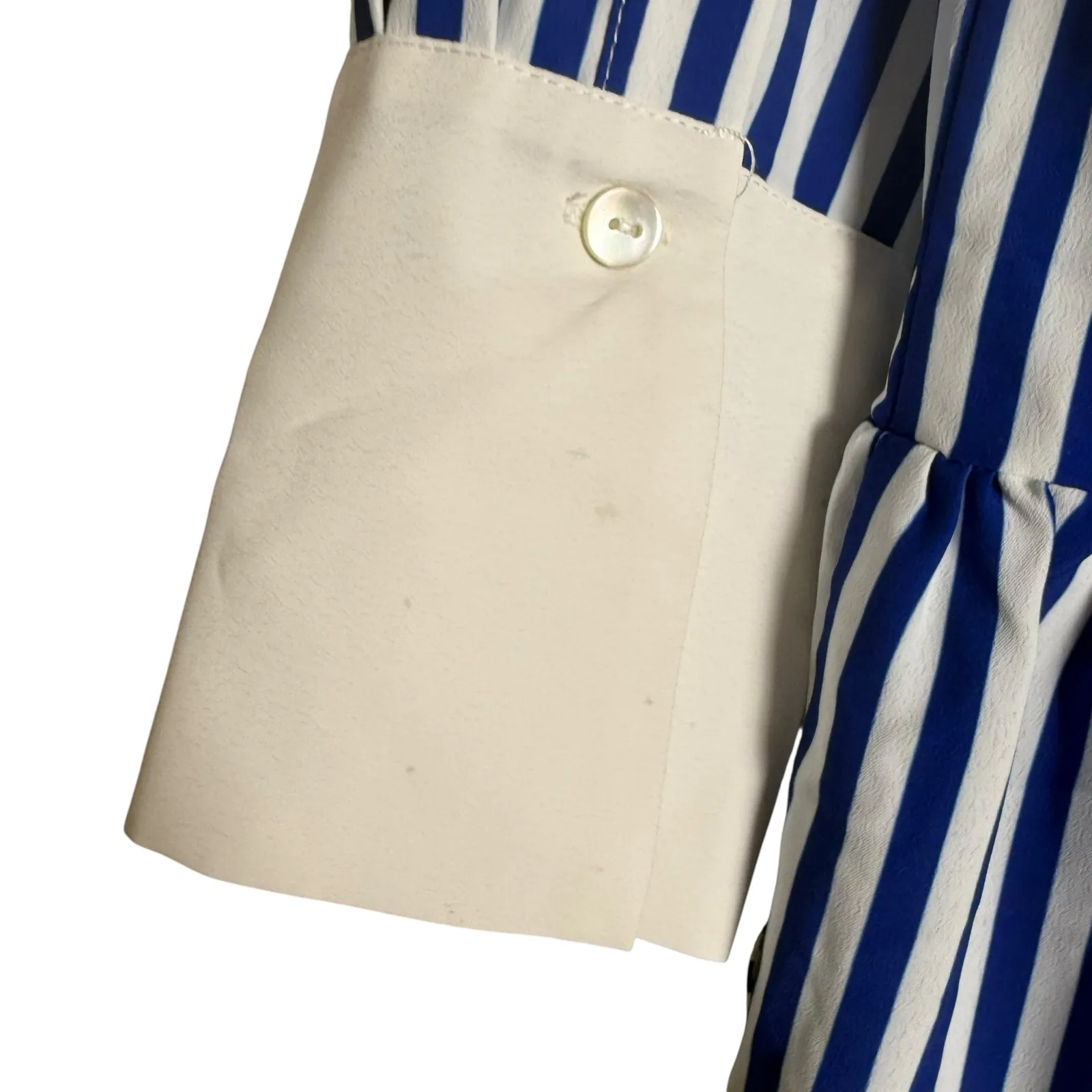 Tuckernuck Hayes Blue White Stripe Drop Waist Button Front Collared Shirt Dress - Image 10