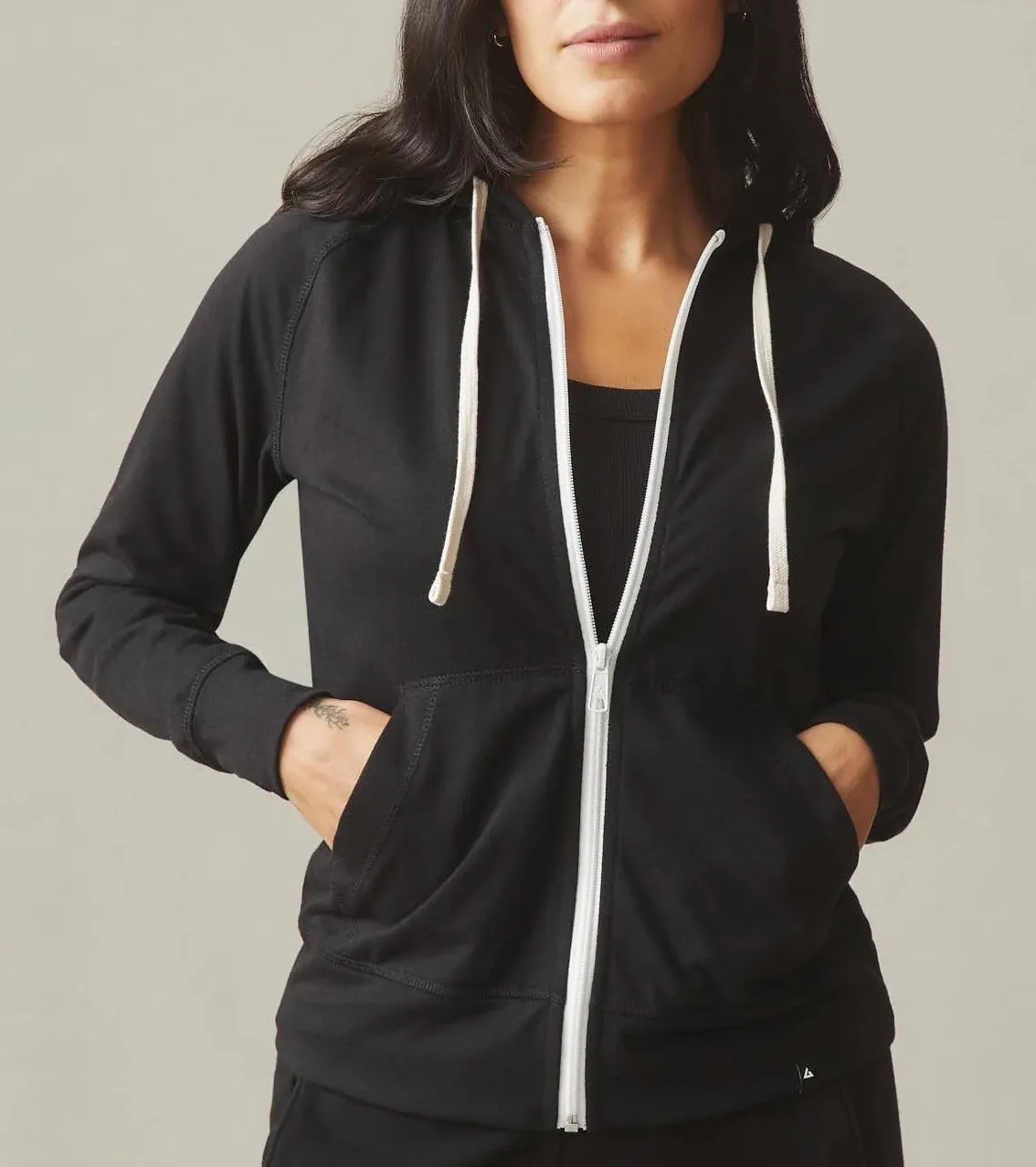 American Giant Women's Lightweight Full Zip Black Solid Sweatshirt XL Made USA - Image 1