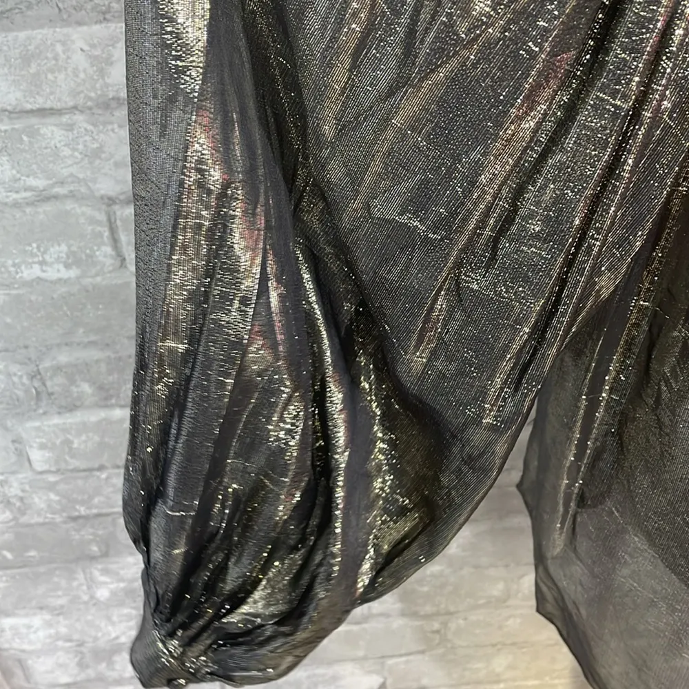 ASOS Gold Metallic Tie Blouse - Image 5