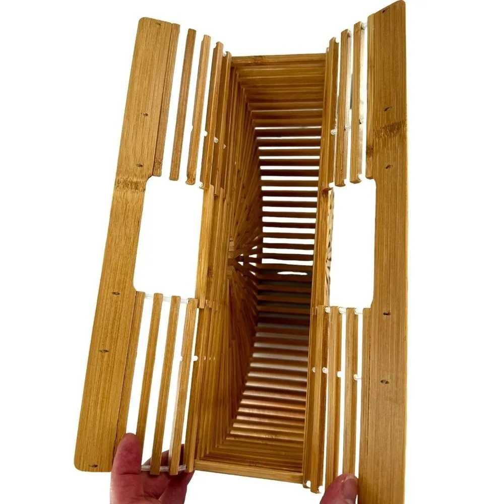 Natural Bamboo Structured Ark Bag Satchel Handbag Tan - Image 6