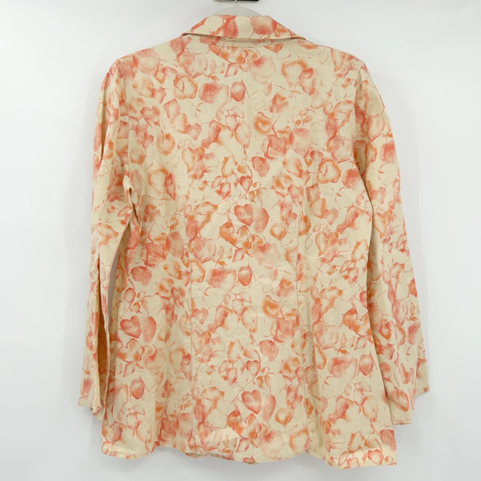 J. Jill Womens Beachy 100% Linen Button Down Floral Print Shirt Size S Petite Orange Size undefined - Image 8