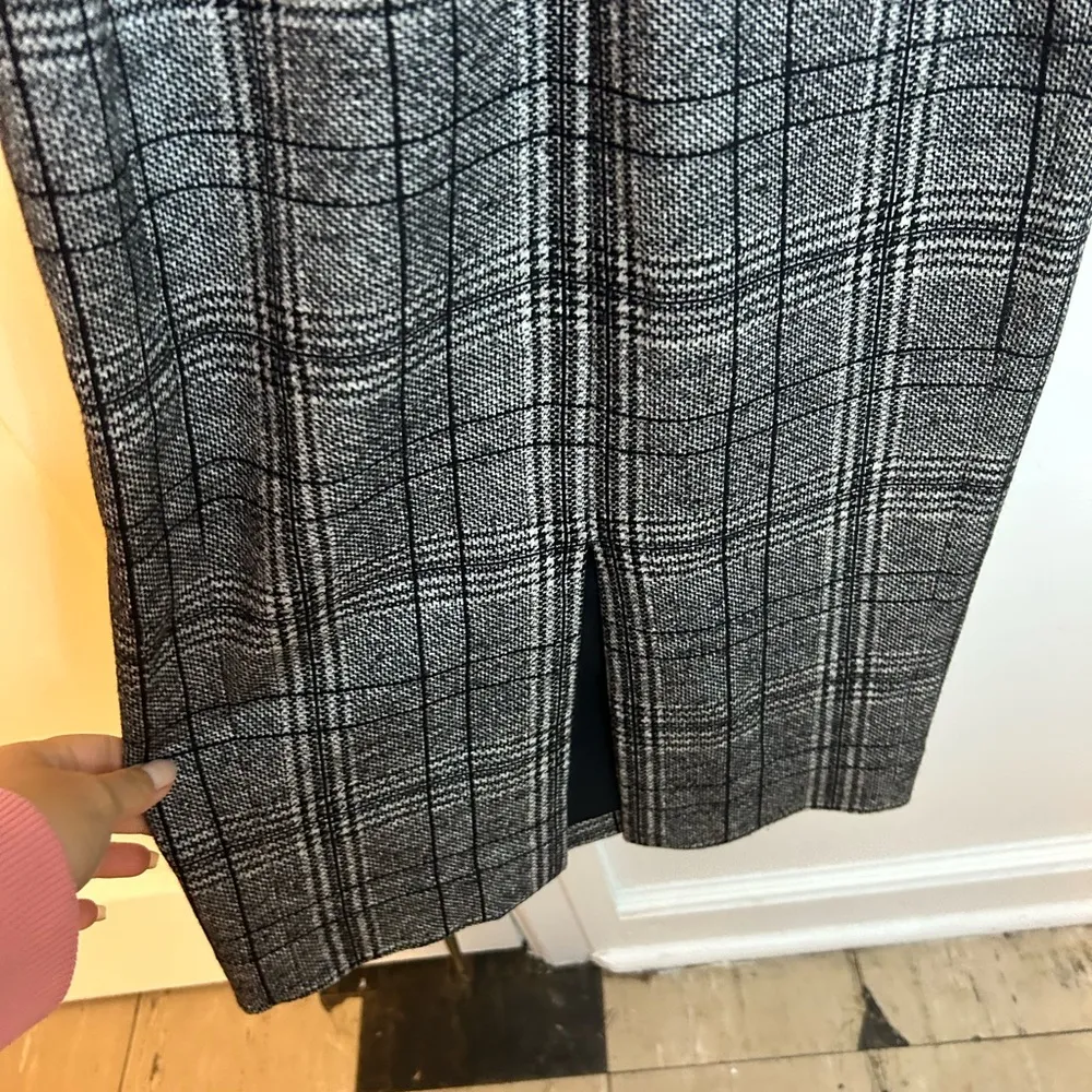 Judith & Charles Plaid Houndstooth Mock Neck Midi Dress Gray Size XS - Image 6