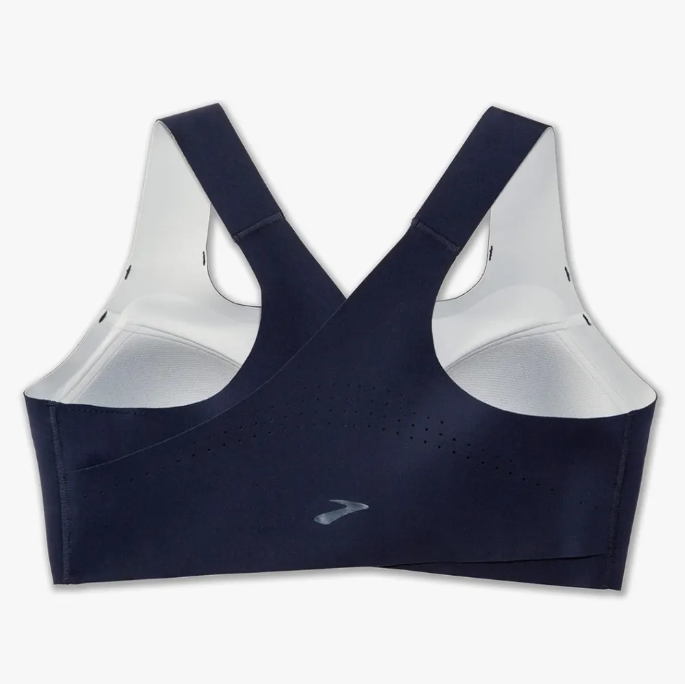 Brooks Sports Bra Blue Dare Zip Run Running Wireless Front Close - Image 2