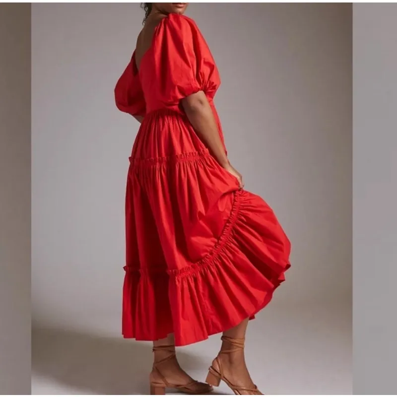 Anthropologie ATSU Dress Red Off-The-Shoulder Red Maxi Dress - Image 3