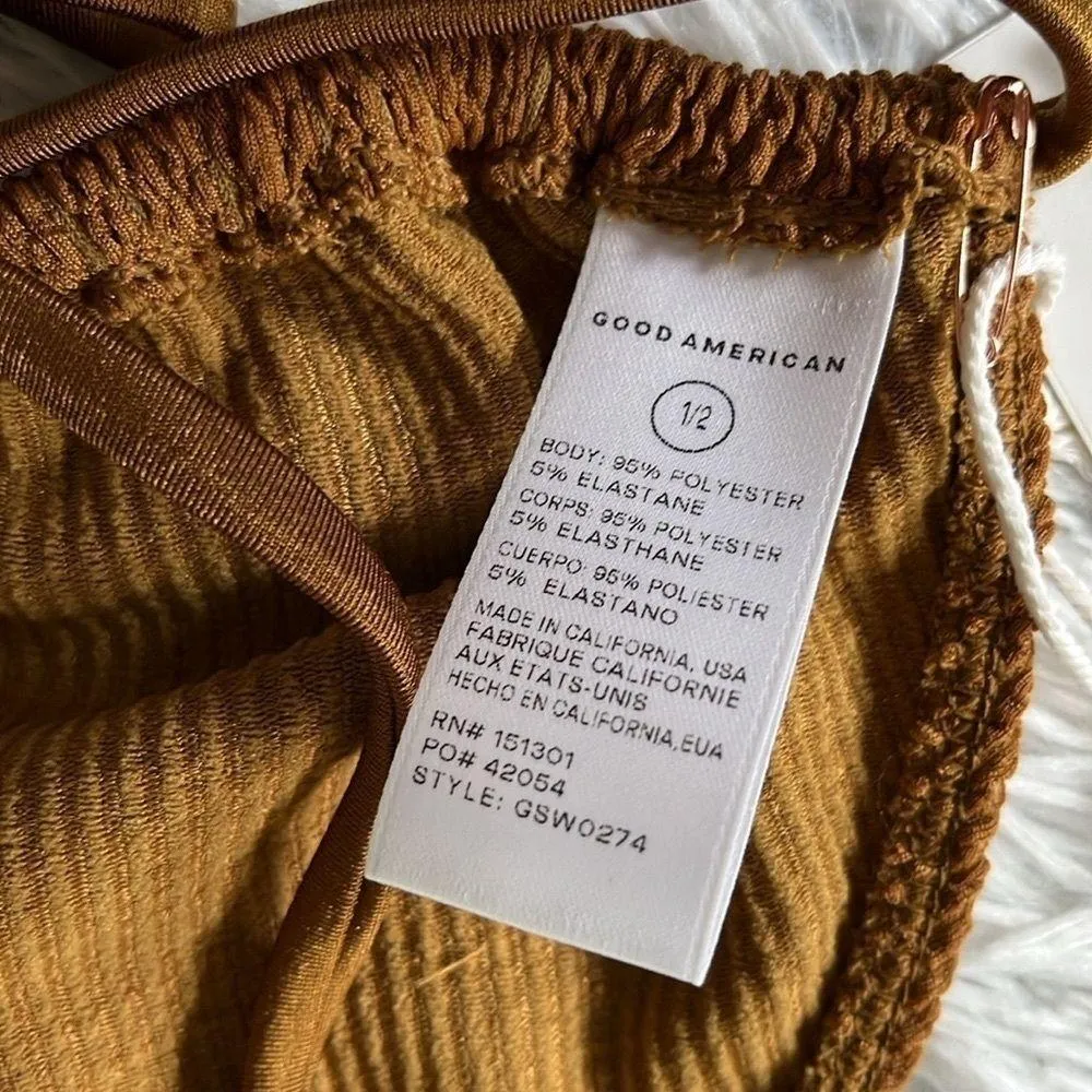 New Good American Always fits tiny ties top in bronze brown001 size S/M - Image 10