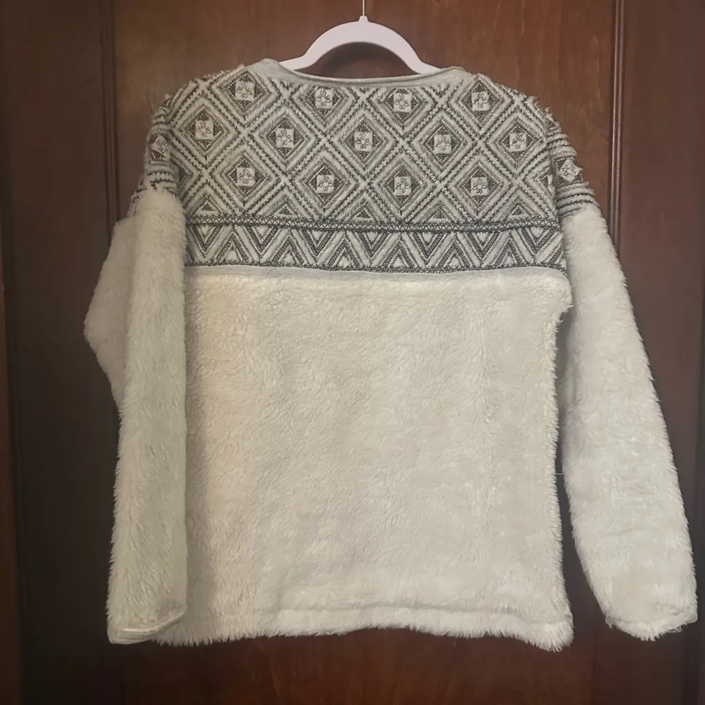 Sundance White Haven Sherpa Fleece Embroidered Sweater XS - Image 3