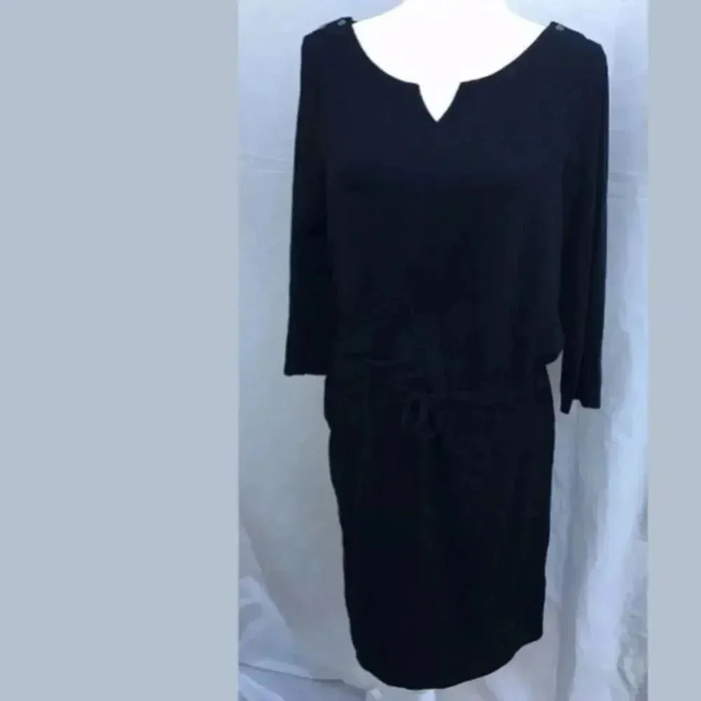 L.L.Bean Easy Mix‎ Knit Boatneck Dress 3/4 Sleeve S​​​ Black - Image 6