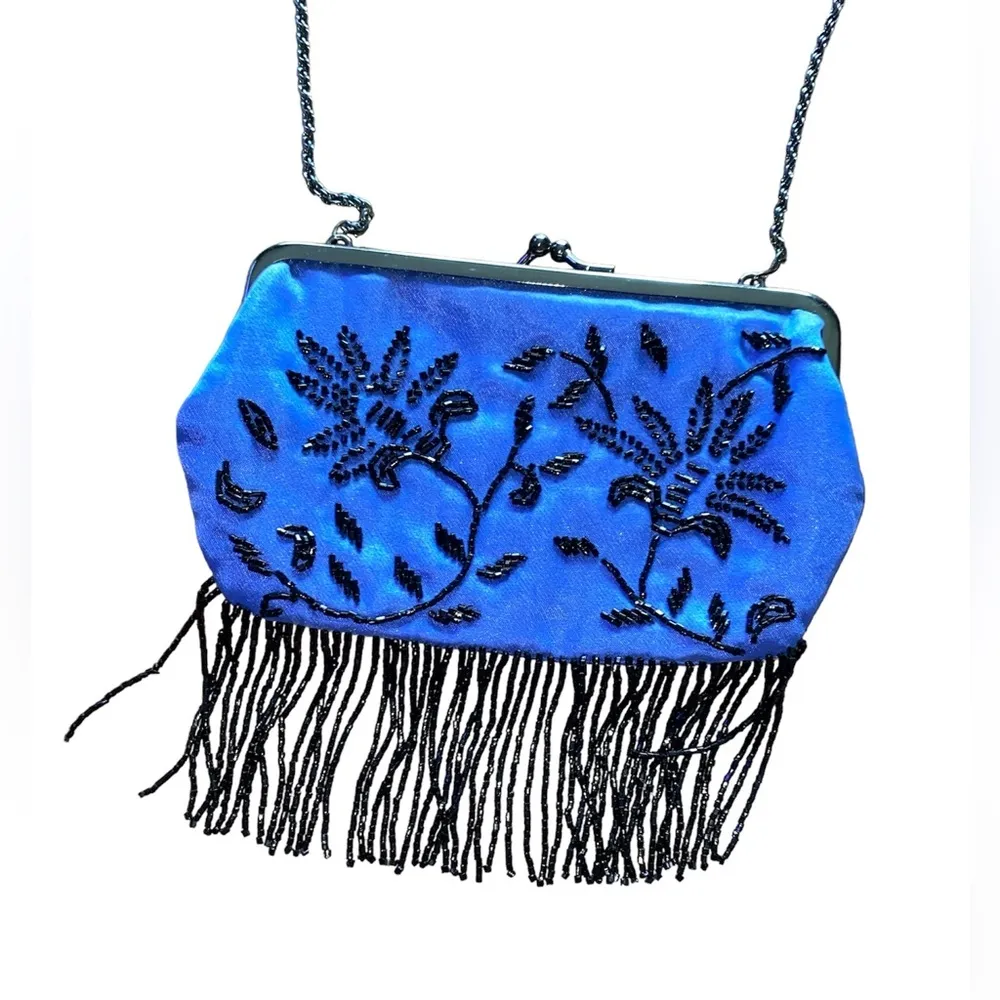 satin hand beaded evening bag - Image 2