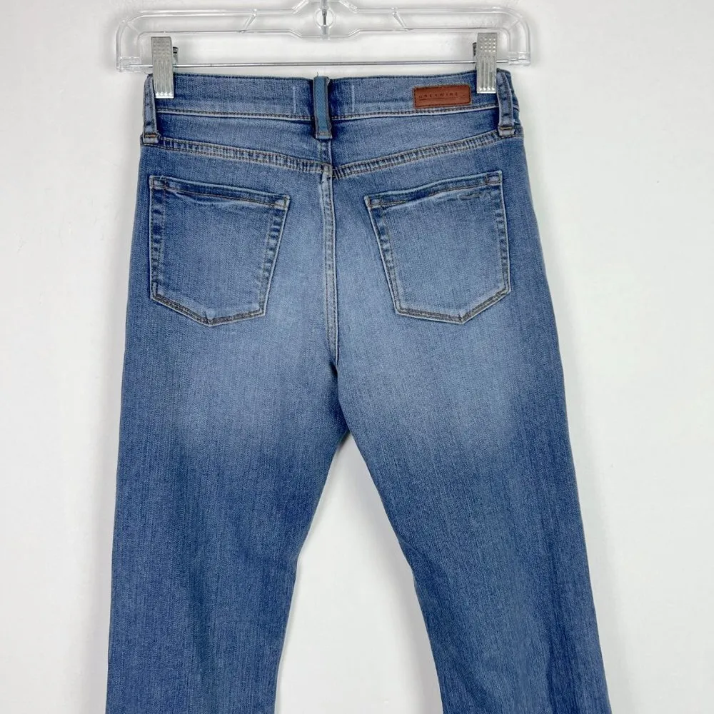 Greywire Distressed Flare Jeans Raw Hem Medium Wash Size 24 EUC D2363 Blue - Image 12