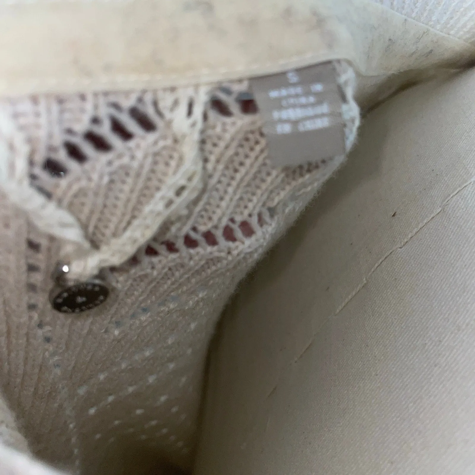 Anthropologie‎ Knitted & Knotted Lace Hem Pointelle Tunic Sweater Cream Small - Image 4