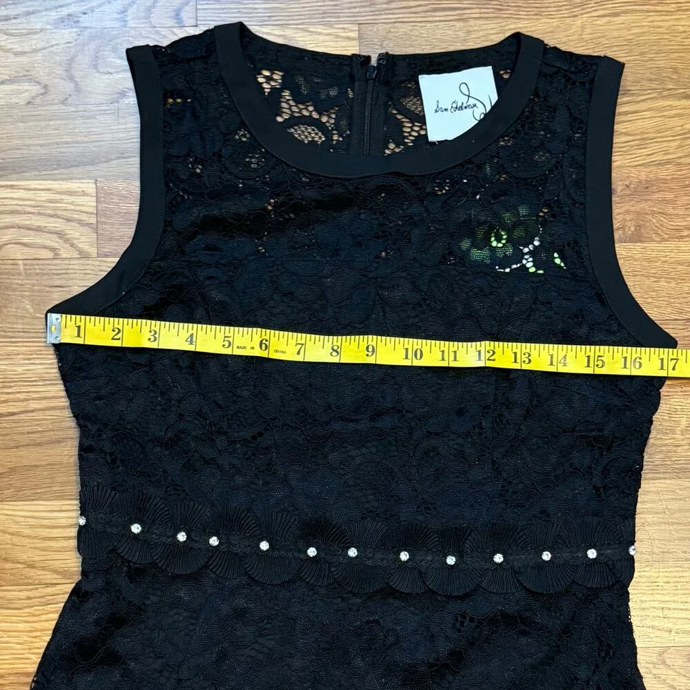 Sam Edelman Women’s 8 Black Lace Sheath Trim Gem Sleeveless Little Black Dress - Image 4