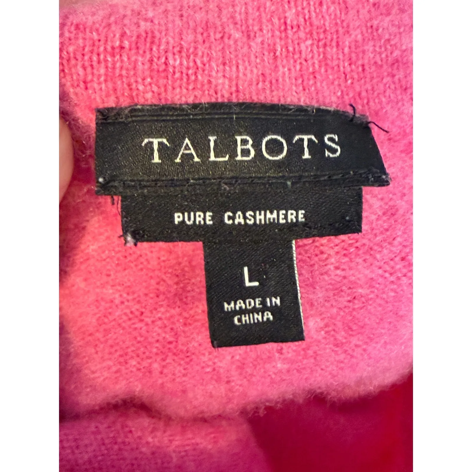 Talbots Pure Cashmere Crew Neck Sweater Magenta Pink Size L (actual SM) - Image 6