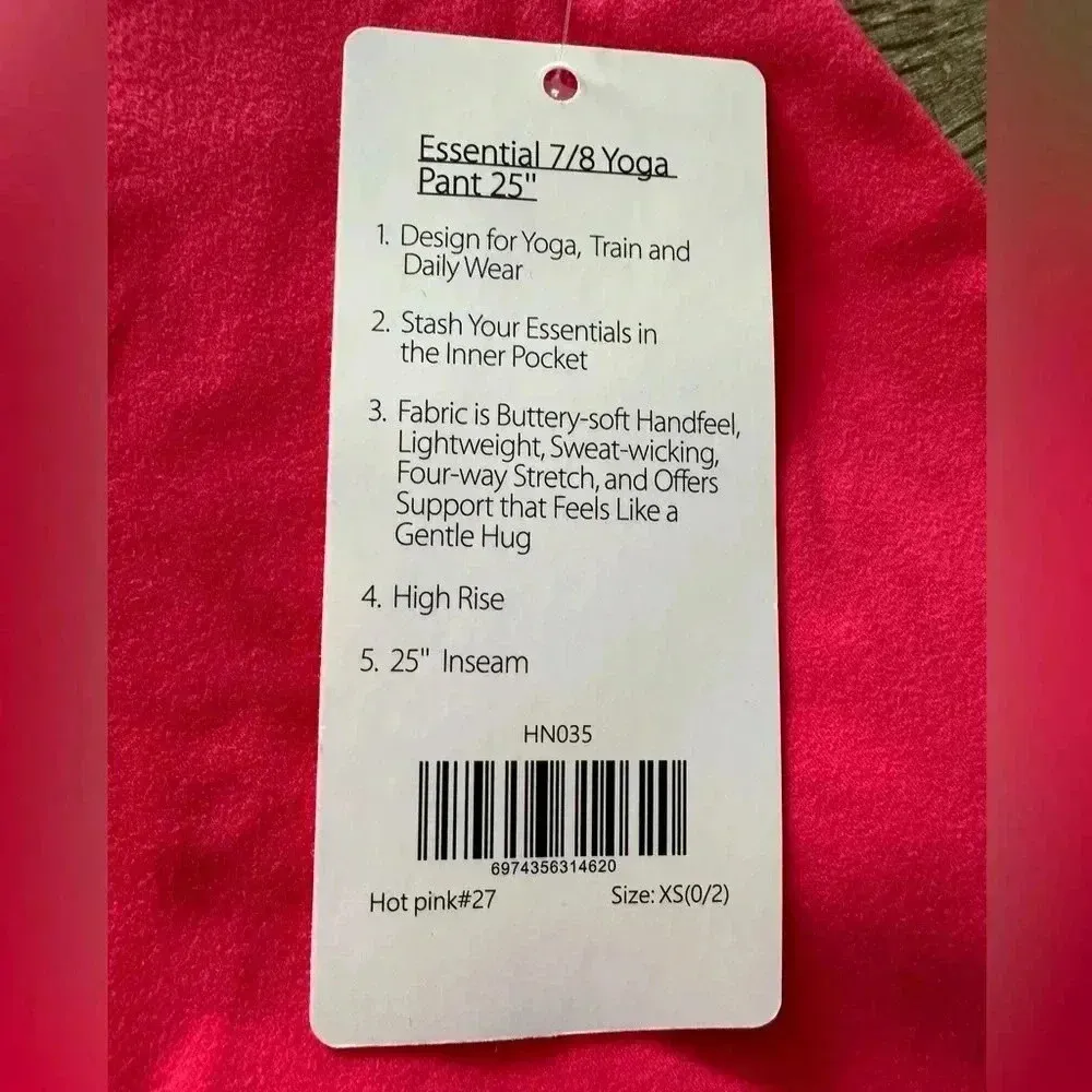HeyNuts Women’s Essential 7/8 Yoga 25" High Rise Size XS Hot pink NWT - Image 4