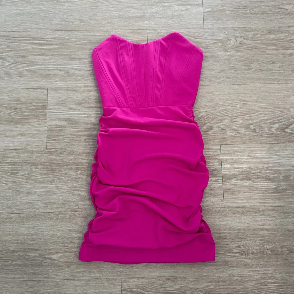 Windsor Hot Pink Strapless Corset Dress - Image 2