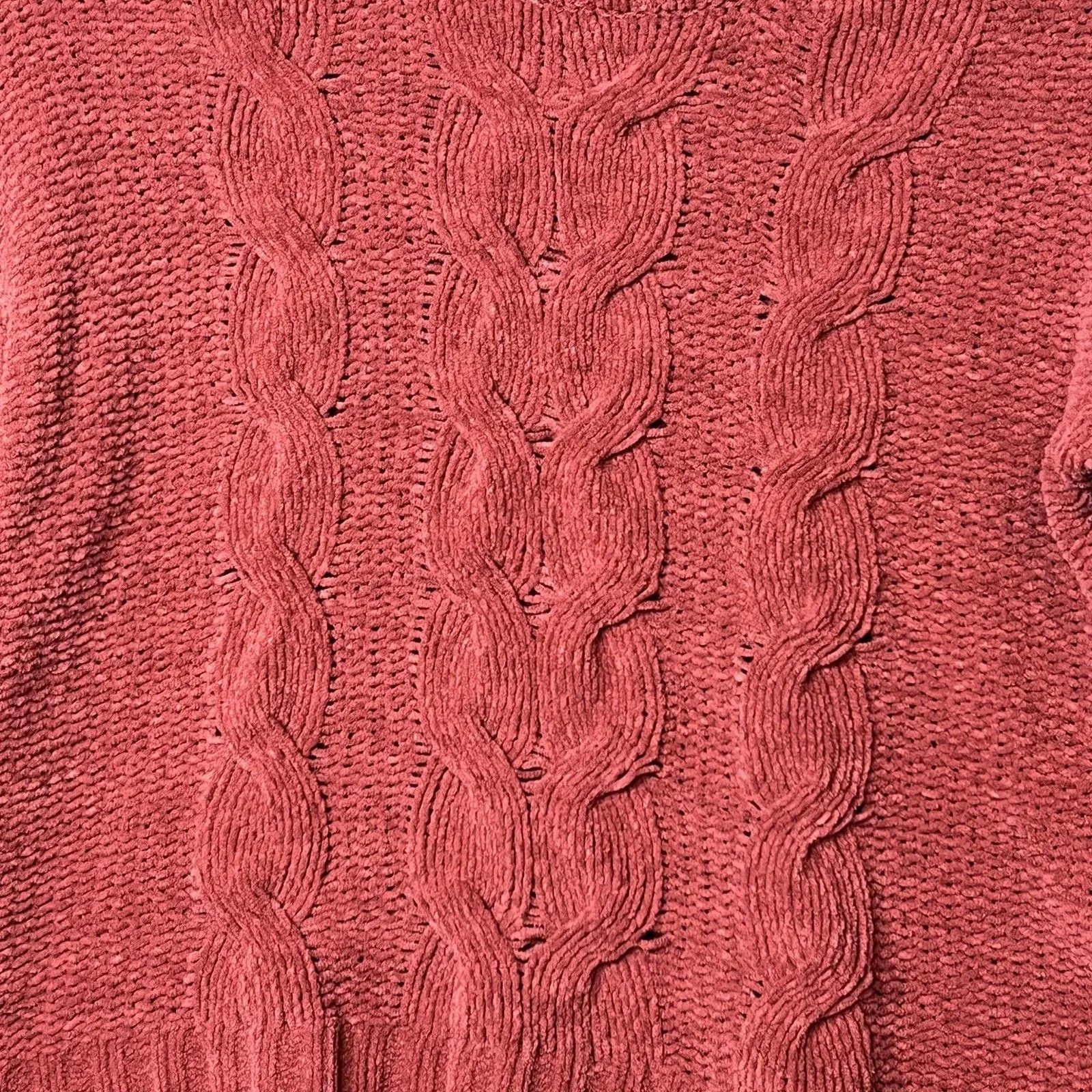 American Eagle Sweater Womens XS Rust Red Cable Knit Chunky Crewneck Pullover - Image 8