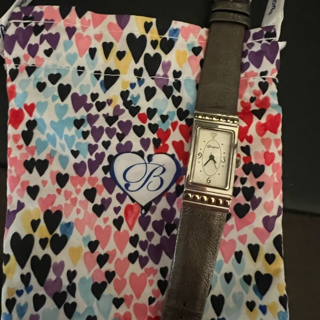 Brighton Osaka Watch Women Silver Tone Rectangle Dial Italian Calfskin - Image 2